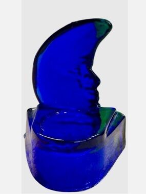 Vintage Cobalt Blue Pressed Glass Votive/Tealight Candle Holder